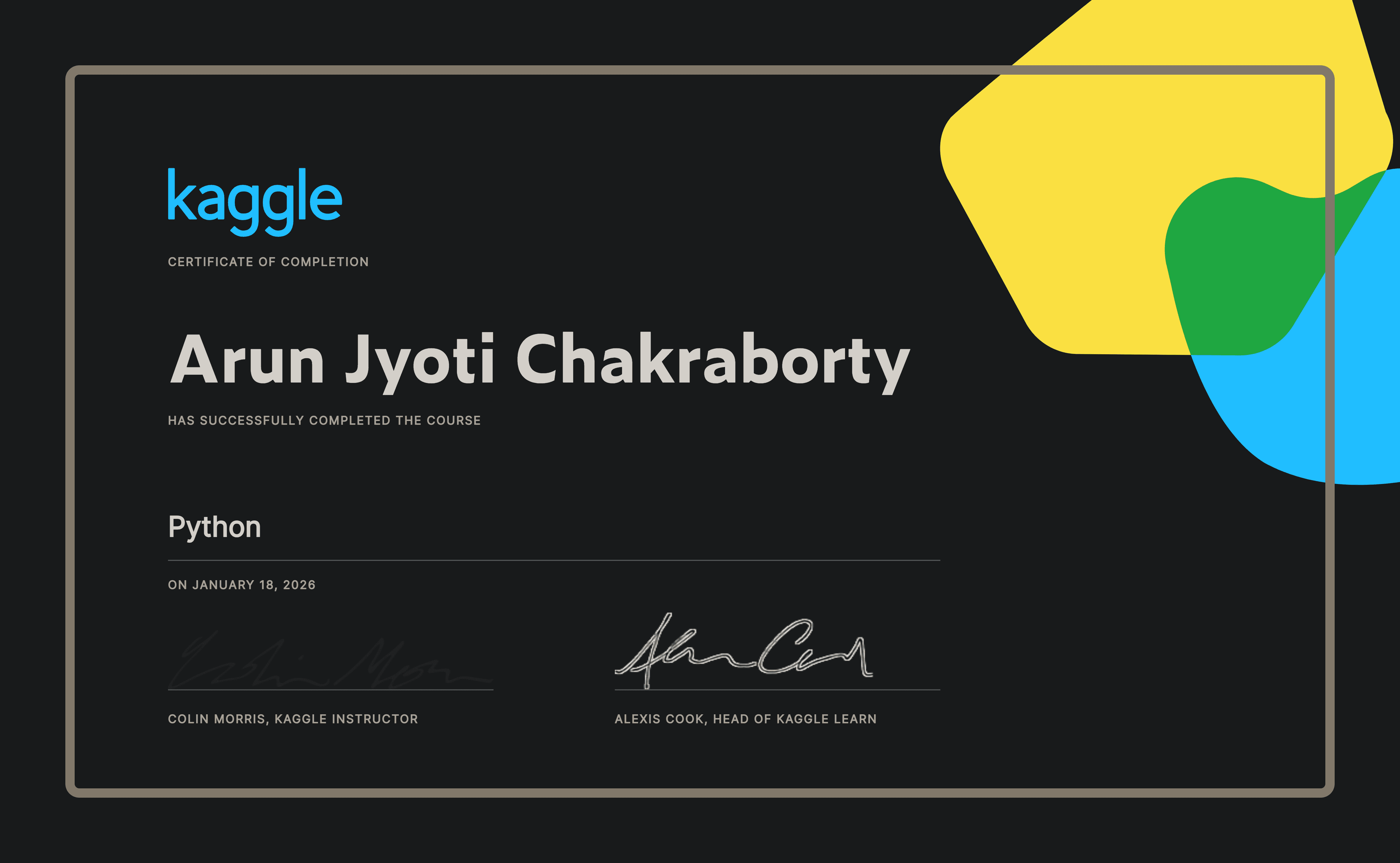 Python Certificate of Completion